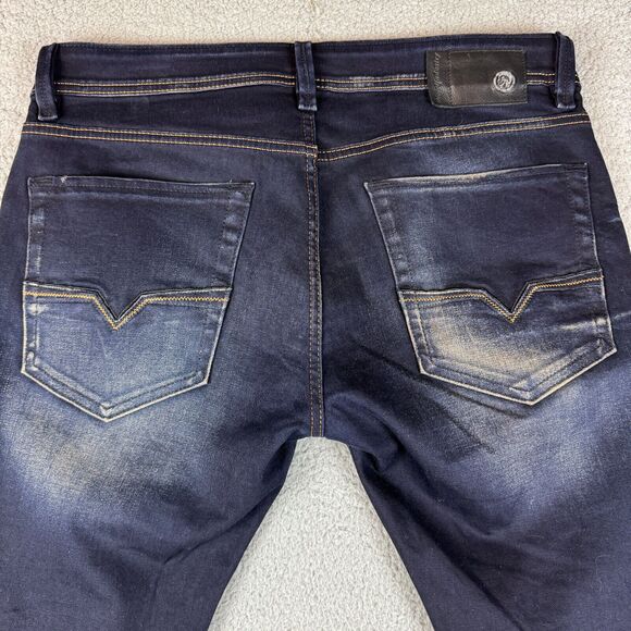 Diesel Men's Skinny Jeans - Dark Blue with Black Patch - Picture 13 of 15